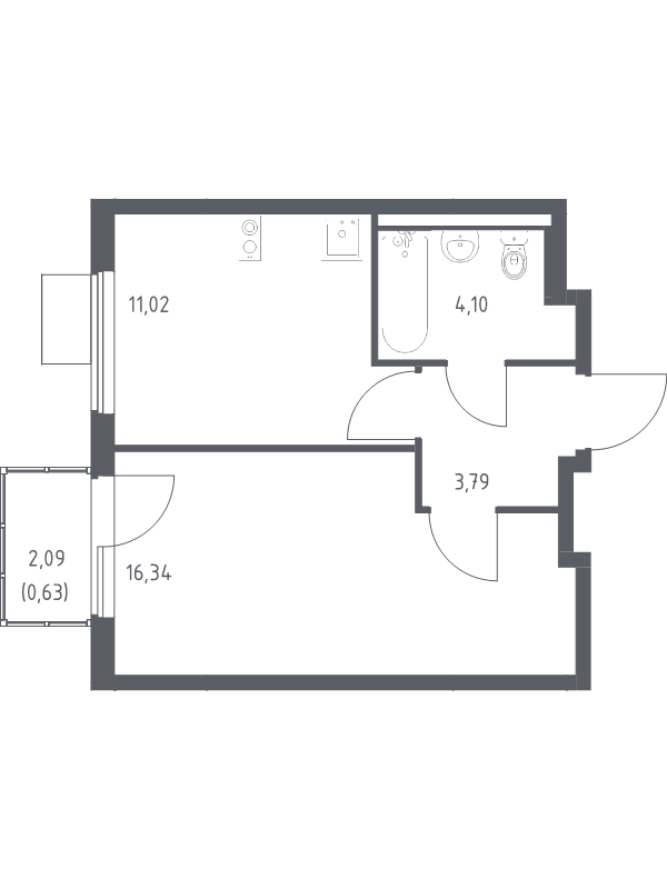 1 ккв 35,9 м²