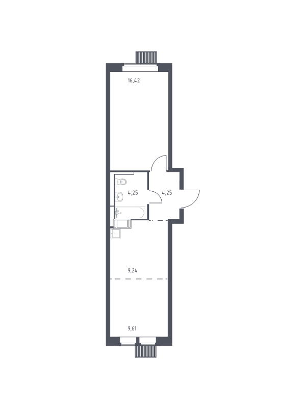 2 ккв (Евро) 43,8 м²