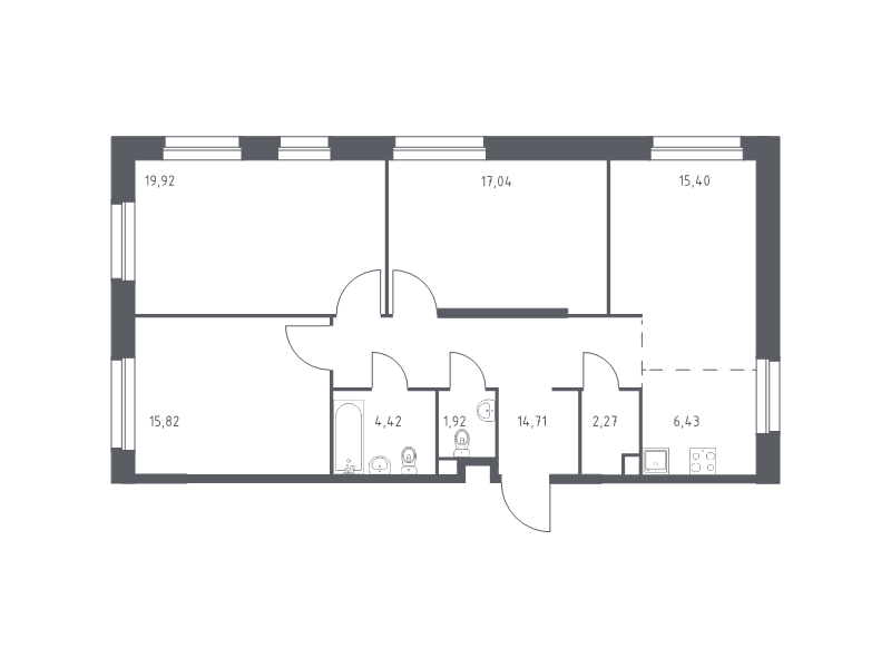 4 ккв (Евро) 97,9 м²
