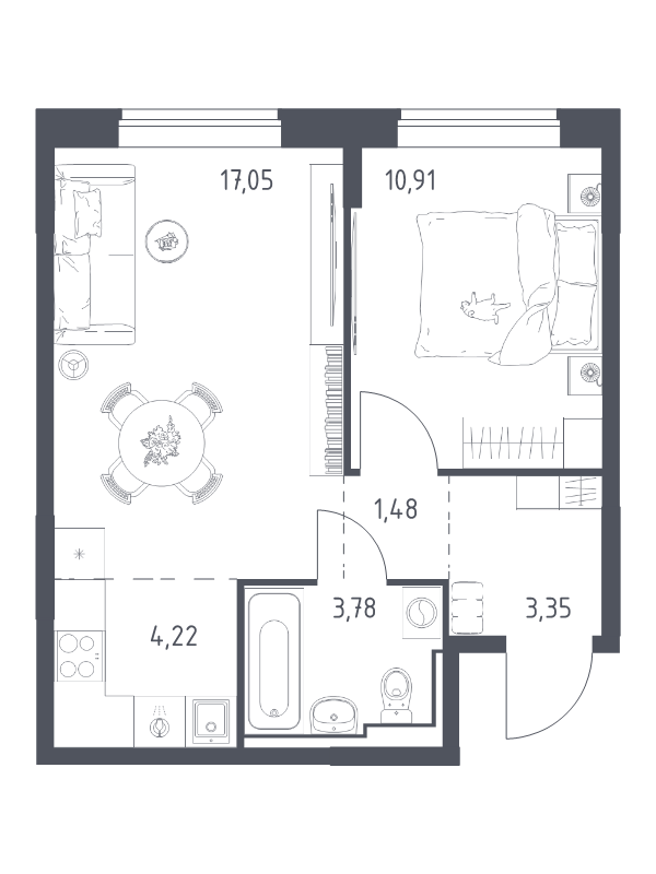 2 ккв (Евро) 40,8 м²