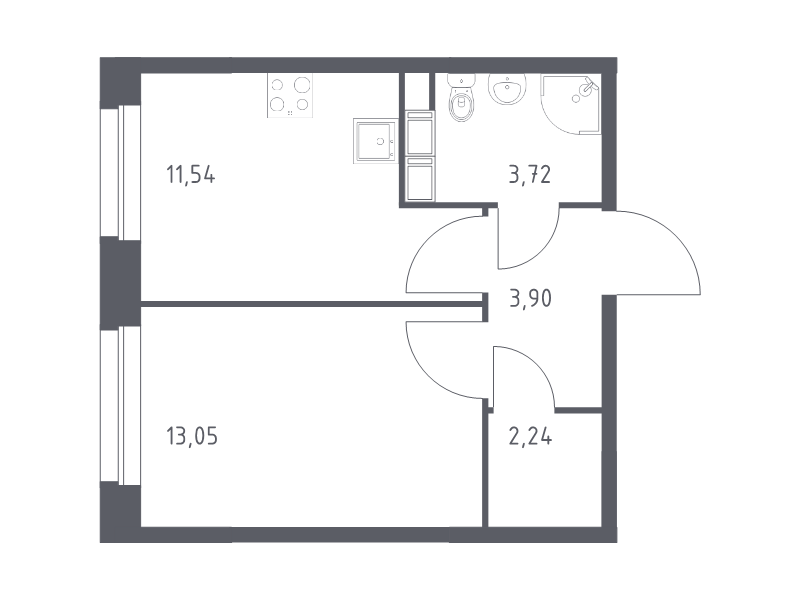 1 ккв 34,5 м²