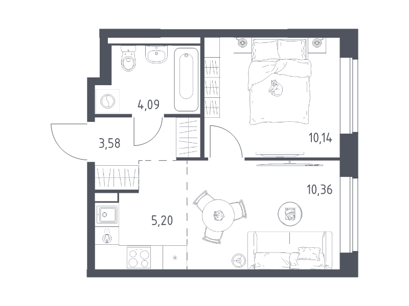 2 ккв (Евро) 33,4 м²