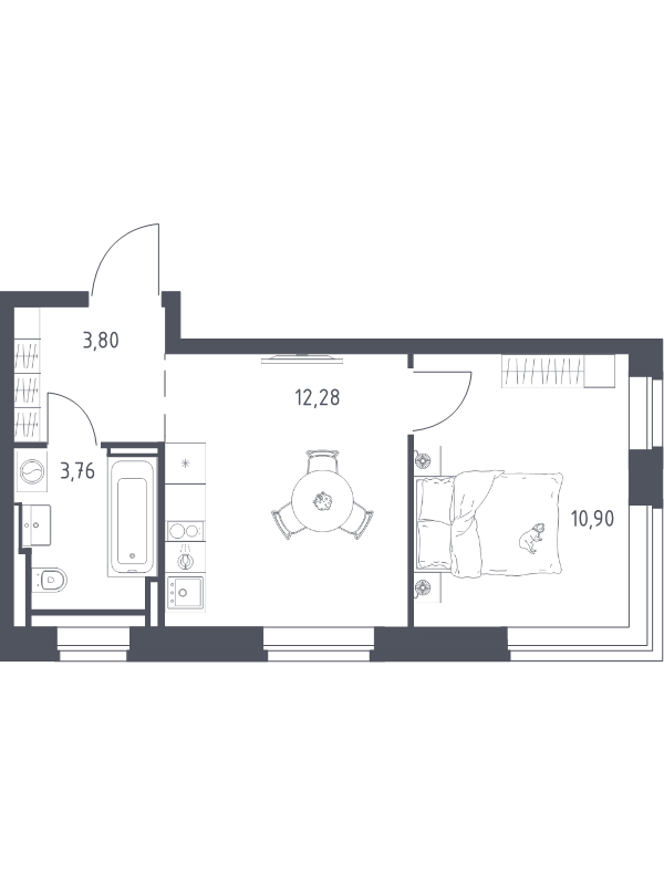 1 ккв 30,7 м²