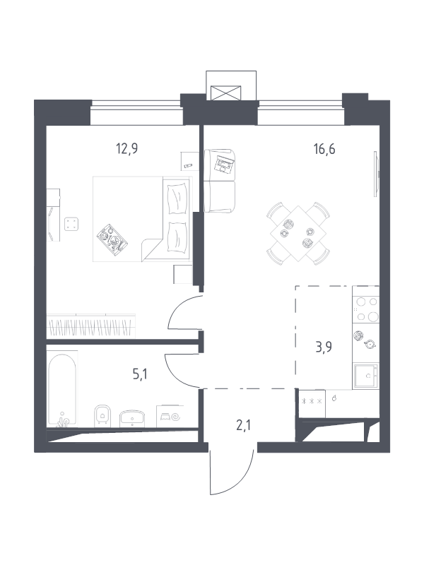 2 ккв (Евро) 40,6 м²