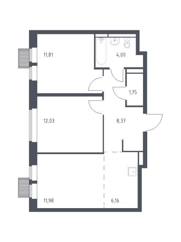 3 ккв (Евро) 56,1 м²