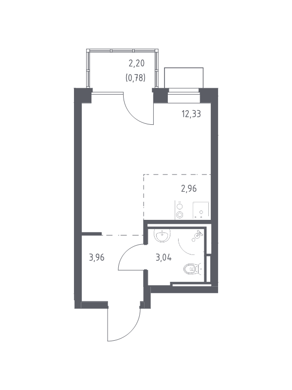 Студия 23,1 м²