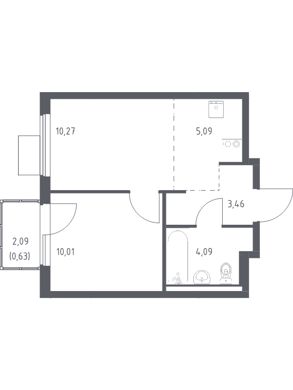 2 ккв (Евро) 33,6 м²