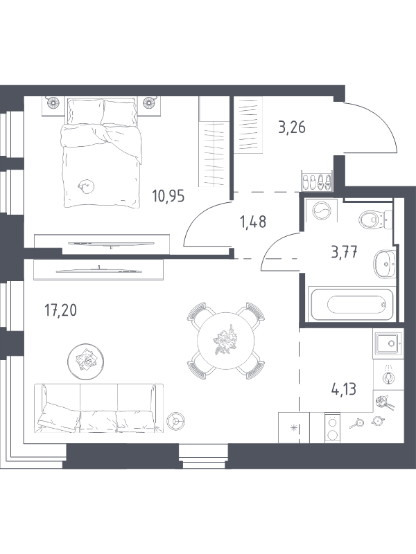 2 ккв (Евро) 41 м²