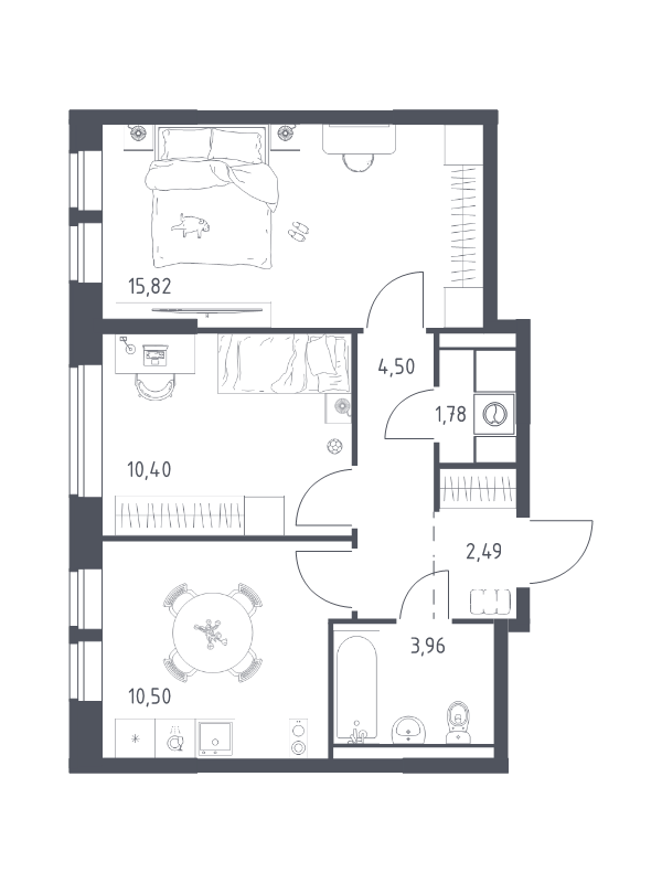 2 ккв 49,5 м²