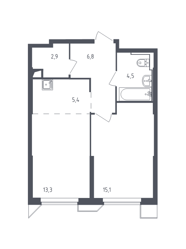 2 ккв (Евро) 47,8 м²