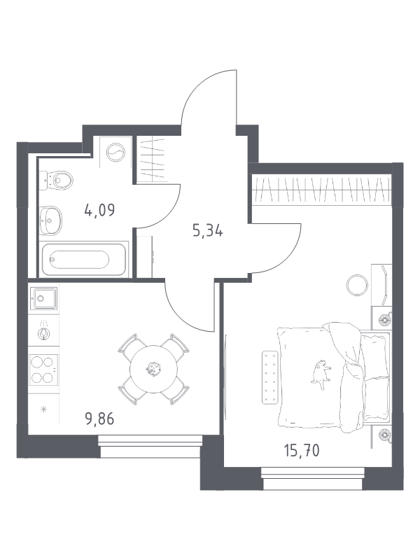 1 ккв 35 м²