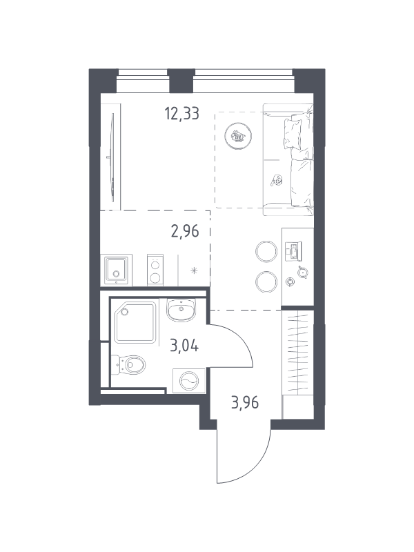 Студия 22,3 м²
