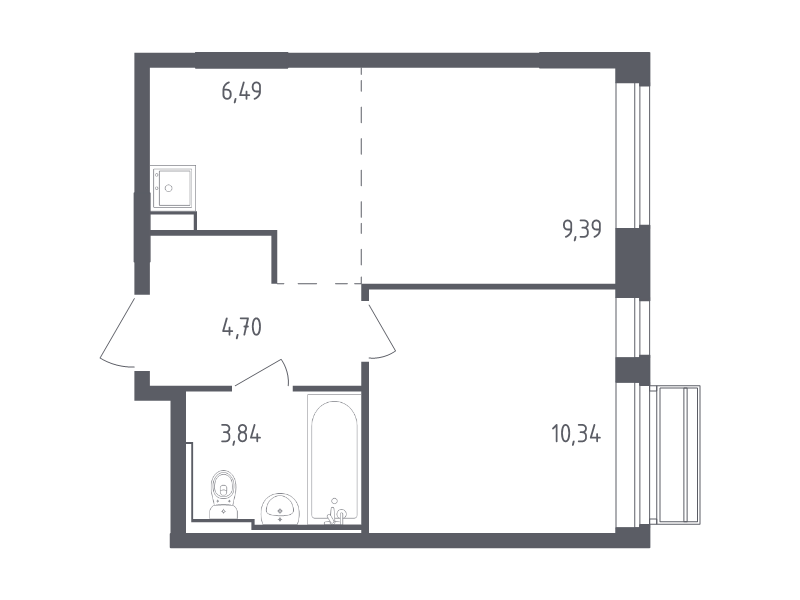 2 ккв (Евро) 34,8 м²