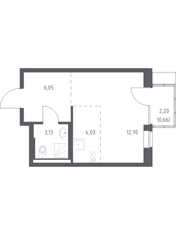 Студия 26,6 м²