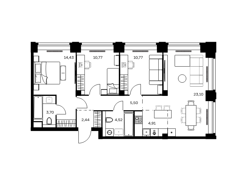 4 ккв (Евро) 80,1 м²