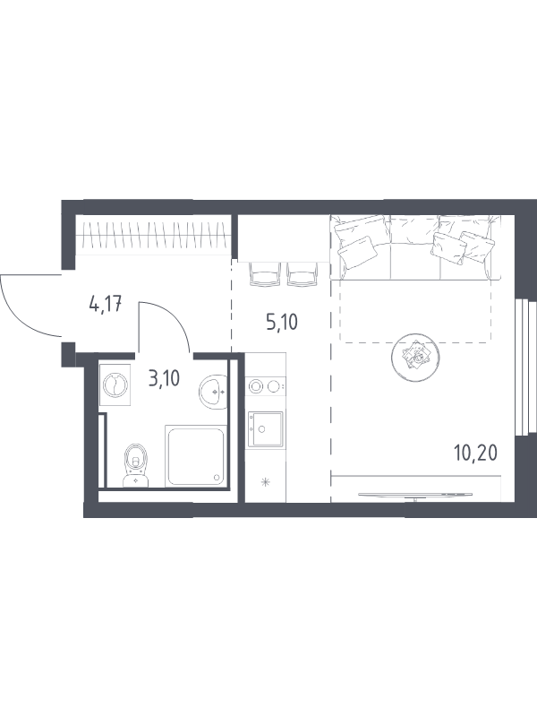 Студия 22,6 м²