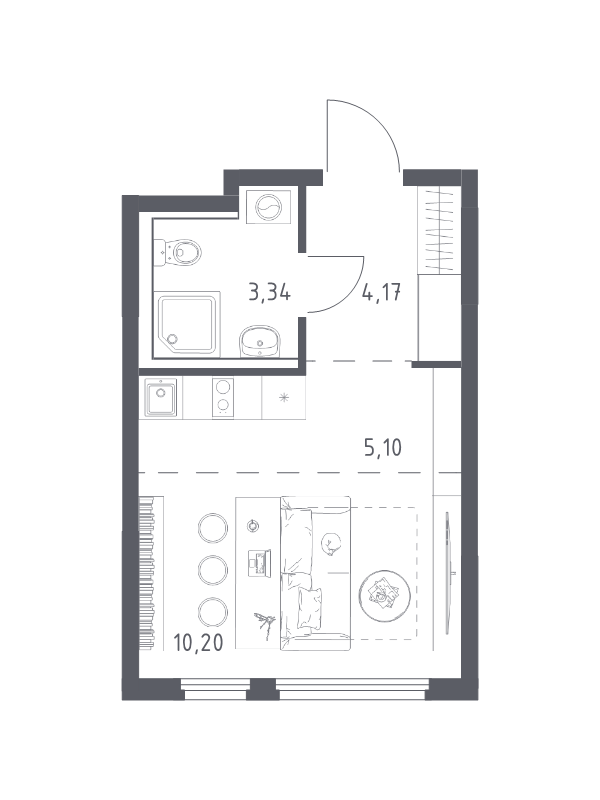 Студия 22,8 м²