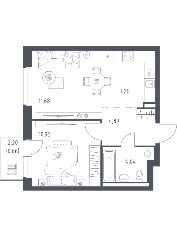 2 ккв (Евро) 39,5 м²
