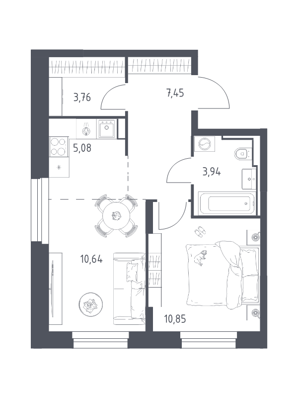 2 ккв (Евро) 41,7 м²
