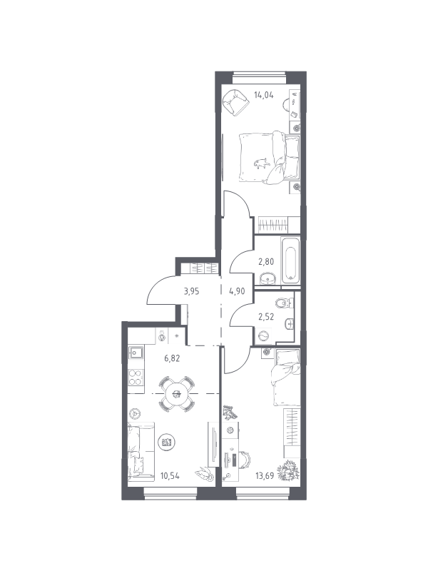 3 ккв (Евро) 59,3 м²