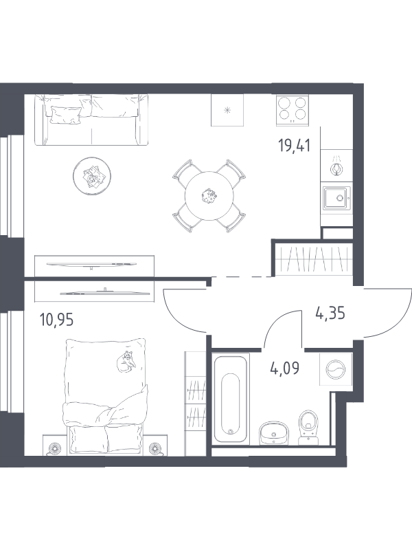 2 ккв (Евро) 38,8 м²