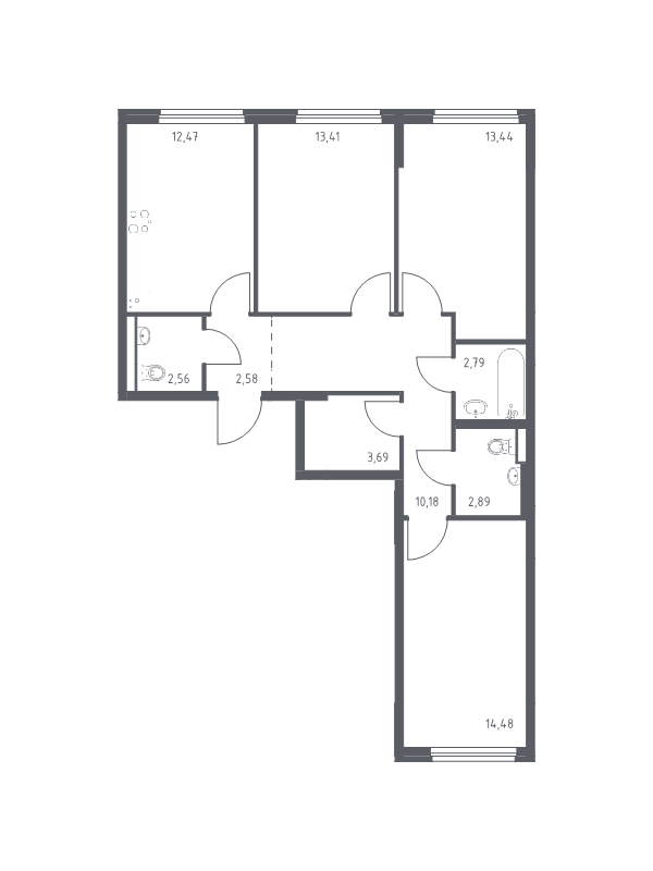 3 ккв 77 м²
