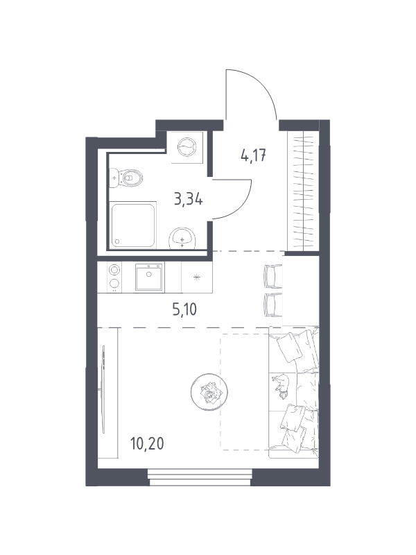 Студия 22,8 м²