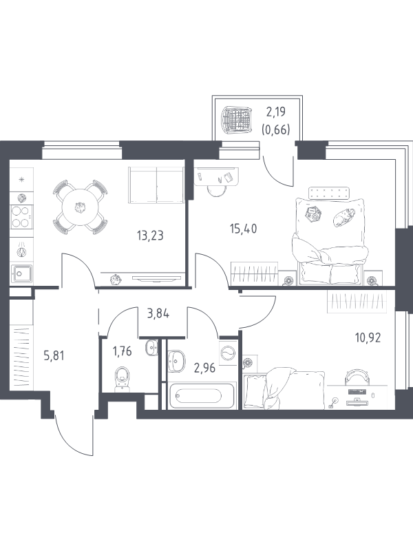 2 ккв 54,6 м²