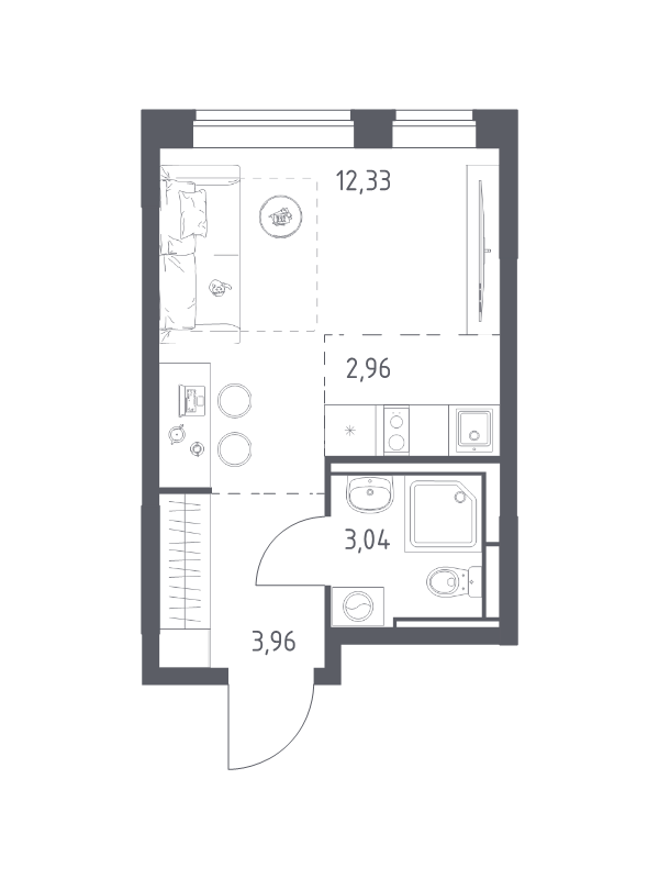 Студия 22,3 м²