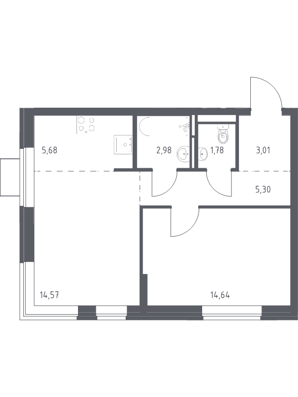 2 ккв (Евро) 48 м²
