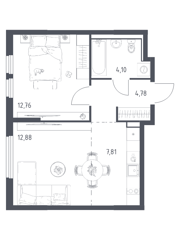 2 ккв (Евро) 42,3 м²