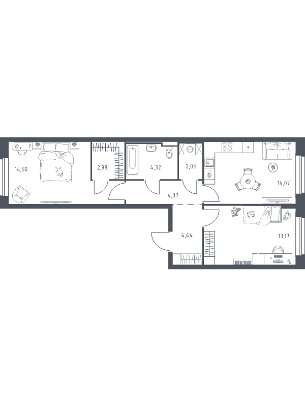 2 ккв 59,9 м²
