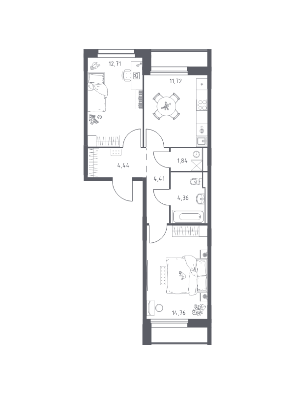 2 ккв 54,2 м²