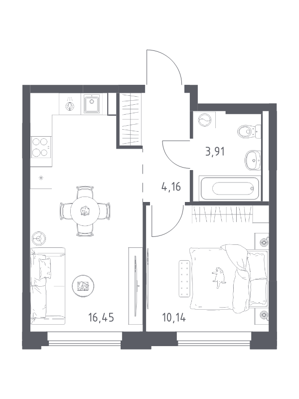 2 ккв (Евро) 34,7 м²