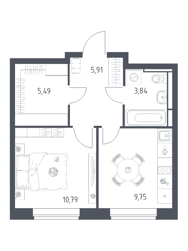 1 ккв 35,8 м²