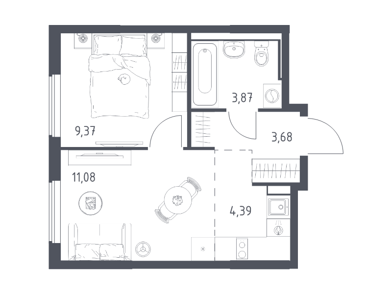 2 ккв (Евро) 32,4 м²