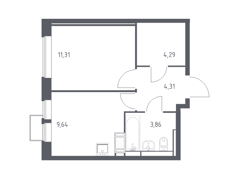 1 ккв 33,4 м²
