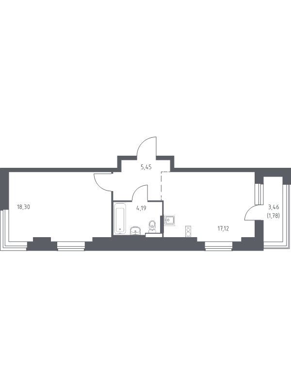 2 ккв (Евро) 48,6 м²