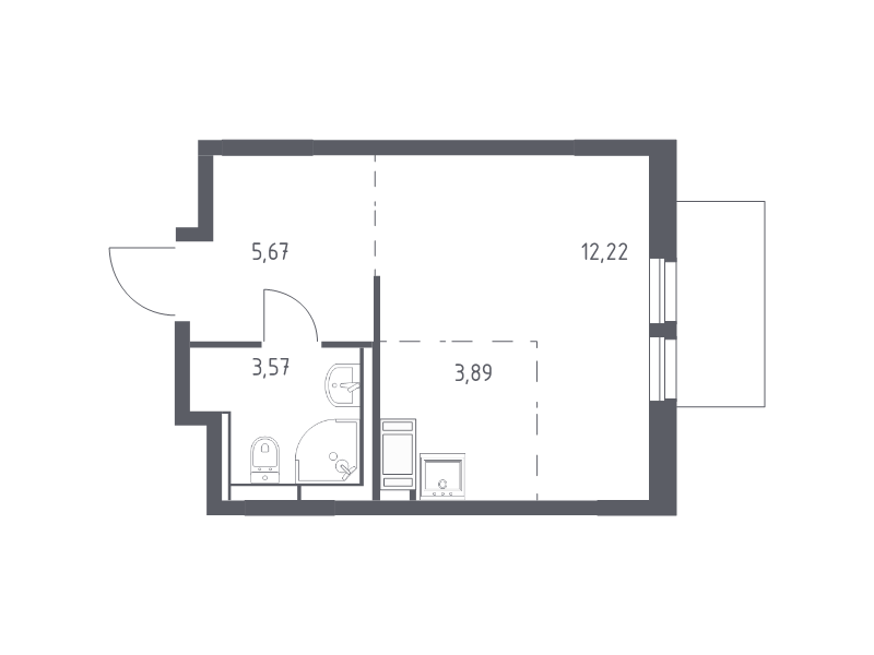 Студия 25,4 м²