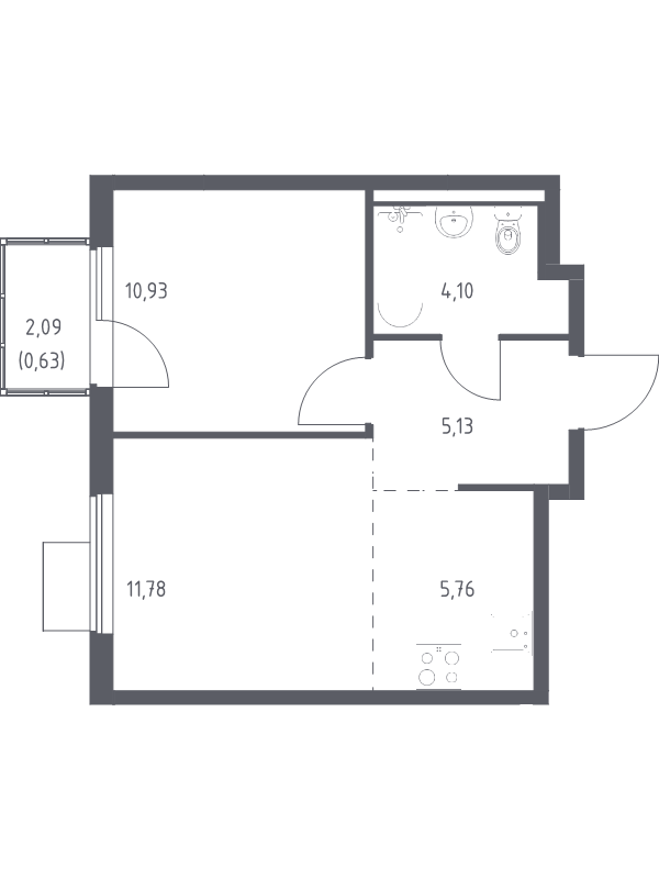 2 ккв (Евро) 38,3 м²