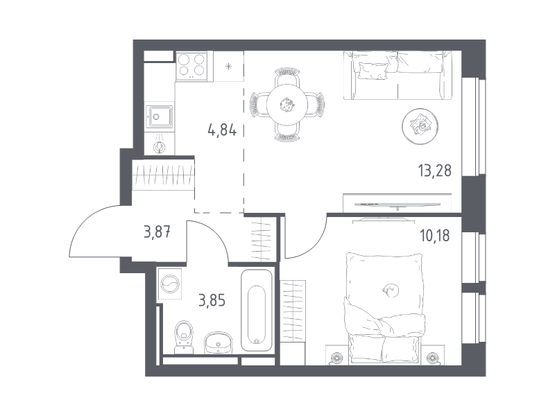 2 ккв (Евро) 36 м²