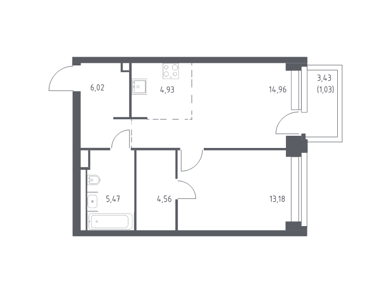 2 ккв (Евро) 50,2 м²