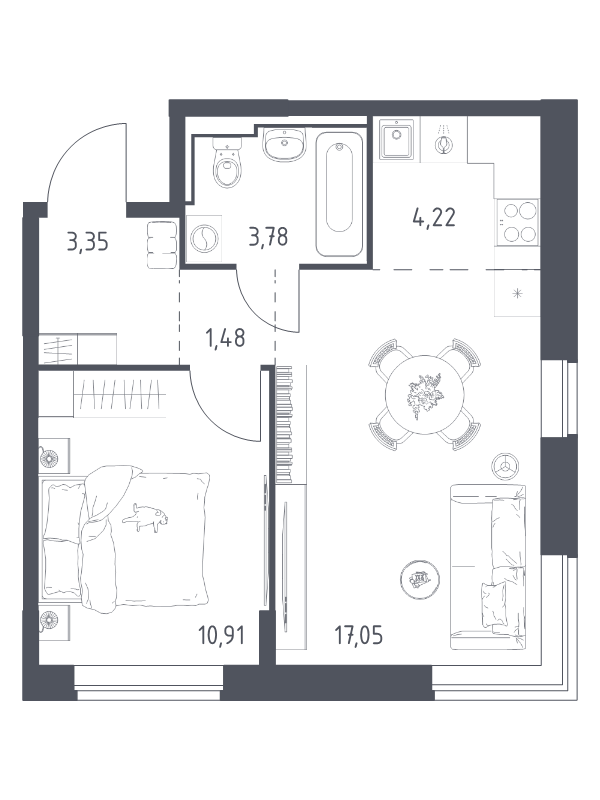 2 ккв (Евро) 40,8 м²