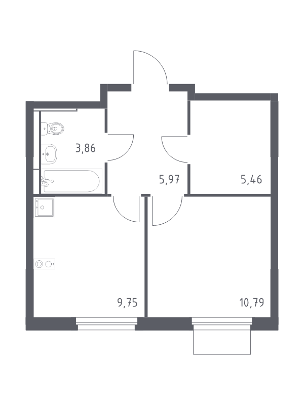 1 ккв 35,8 м²