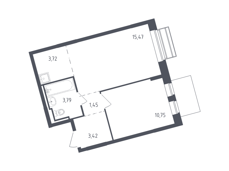 2 ккв (Евро) 38,6 м²
