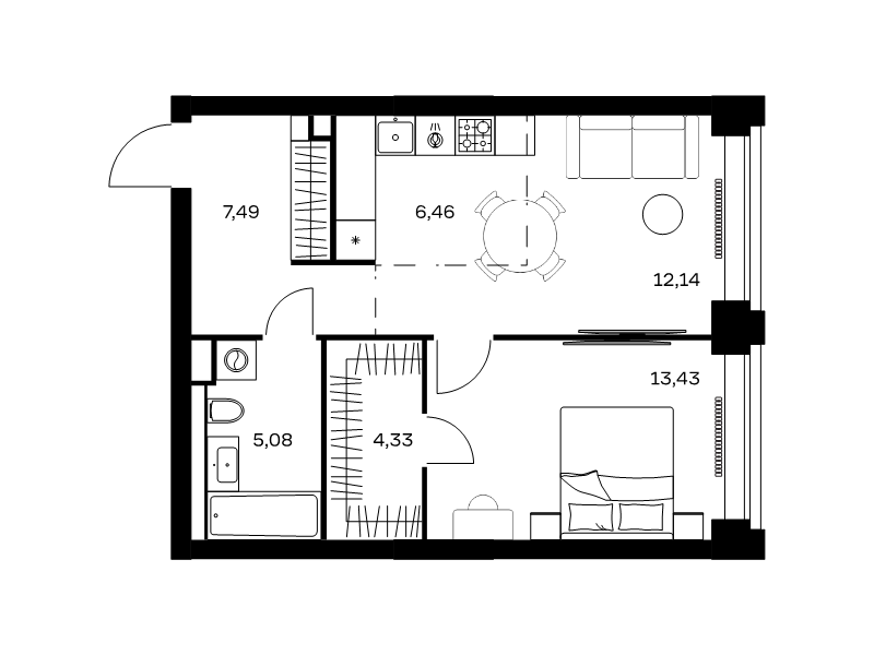 2 ккв (Евро) 48,9 м²