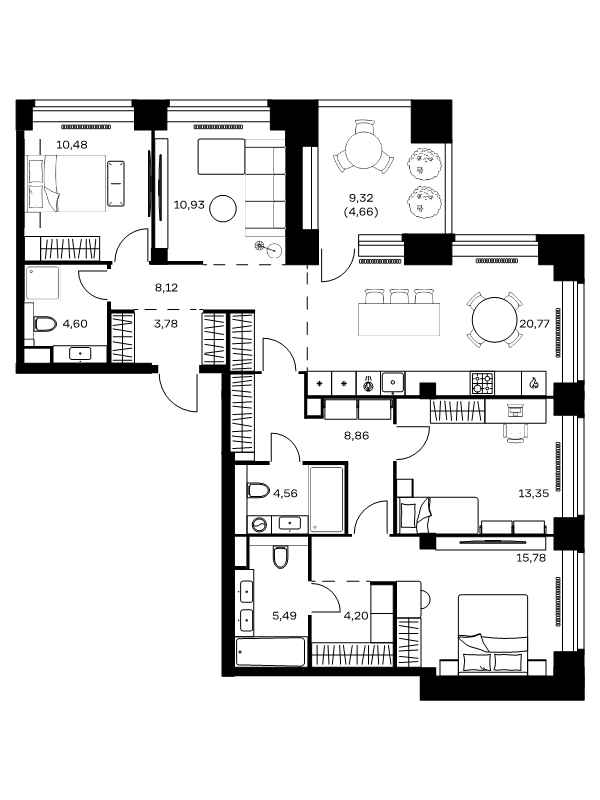 5 ккв (Евро) 115,6 м²
