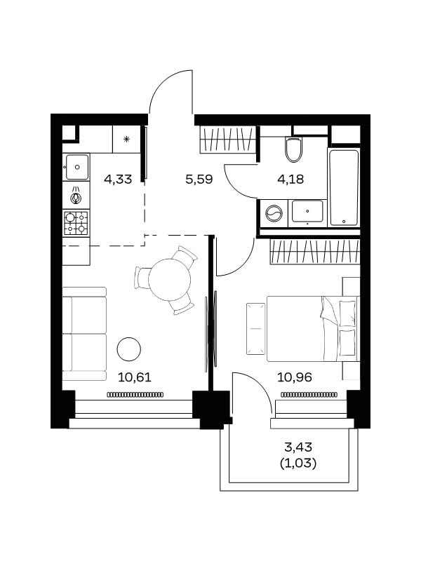 1 ккв 36,7 м²