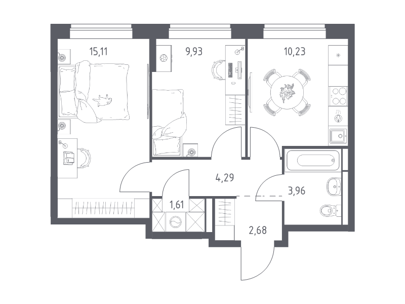 2 ккв 47,8 м²