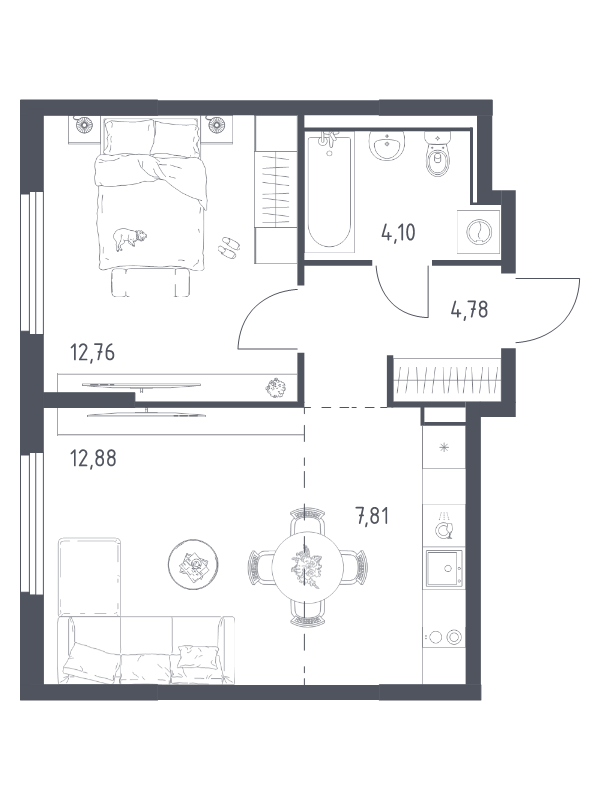 2 ккв (Евро) 42,3 м²